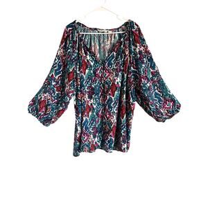 Caffe Marrakesh Peasant Top 3/4 Length Sleeves Lightweight Rayon 3X Boho Chic